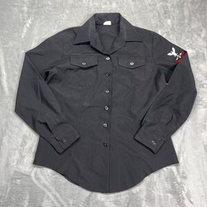 US Navy Official Uniform Military Shirt Women Black Long Sleeve Collar Button Up